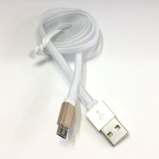 Кабель USB Micro USB алюминий 1м плоский белый ISA (гарантия 2 недели)